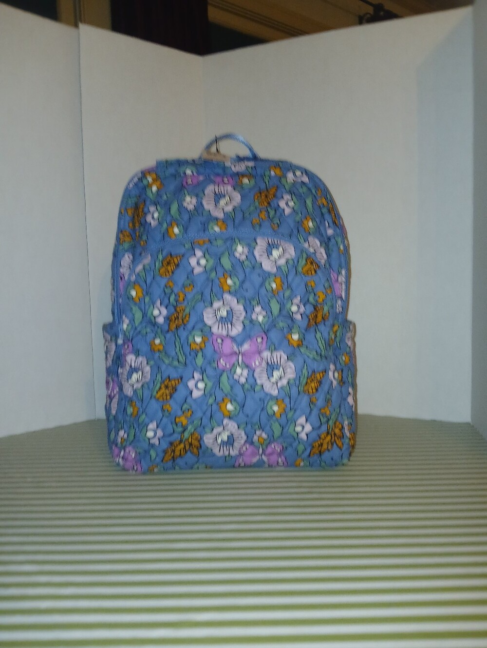 Floral Quilted Blue Backpack - Women Bags